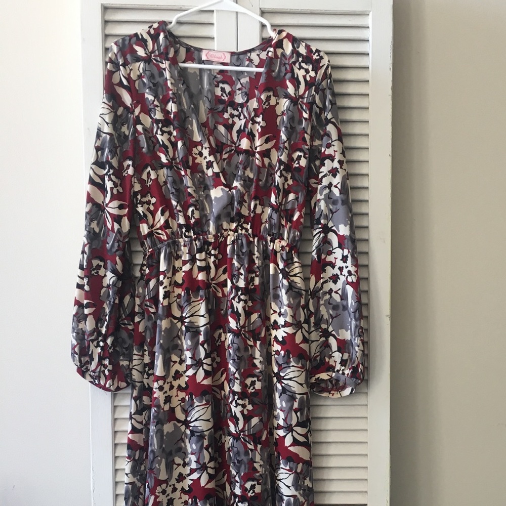 Deep V Floral Maxi Dress