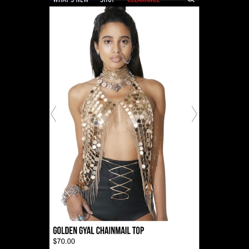 golden chainmail top
