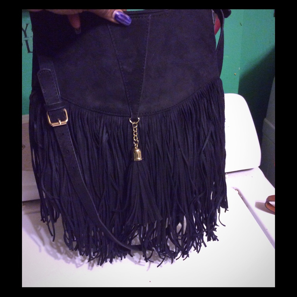 Black fringe purse