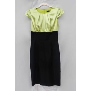 Designer Tiana B. Lime green satin & black dress