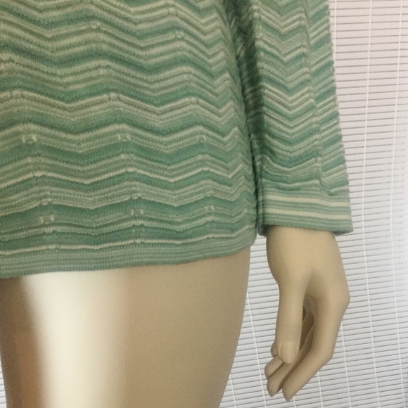 Cotton Blend Seafoam + Cream Chevron Sweater 2x - Picture 3 of 7