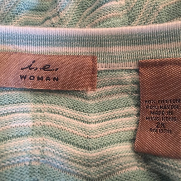 Cotton Blend Seafoam + Cream Chevron Sweater 2x - Picture 6 of 7