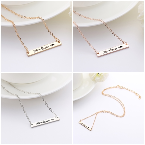 LOVE Arrow Dainty Pendant Bar Necklace - Picture 3 of 8