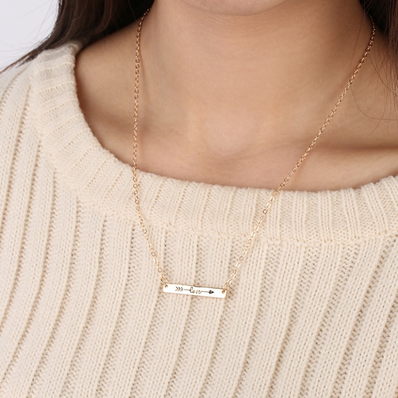 LOVE Arrow Dainty Pendant Bar Necklace - Picture 5 of 8