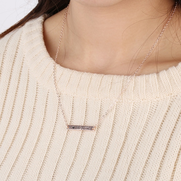 LOVE Arrow Dainty Pendant Bar Necklace - Picture 6 of 8