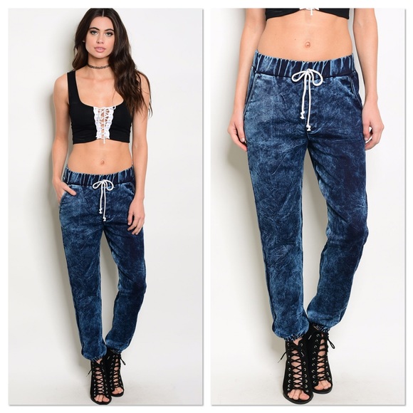Lavender Moon Pants - LAST PAIR! Acid Wash Denim Jogger Pants