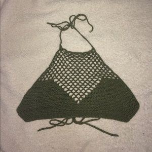 🌻Army Green Crochet Crop Top🌻