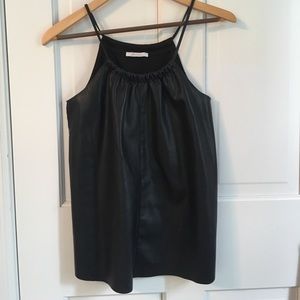 Zara black vegan leather top