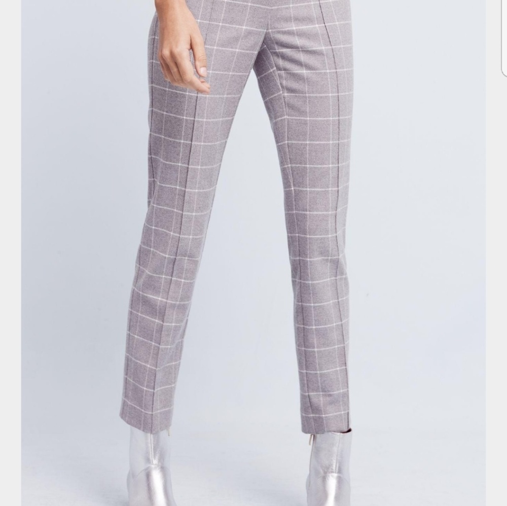 anthropologie tapered grey white stripe pant