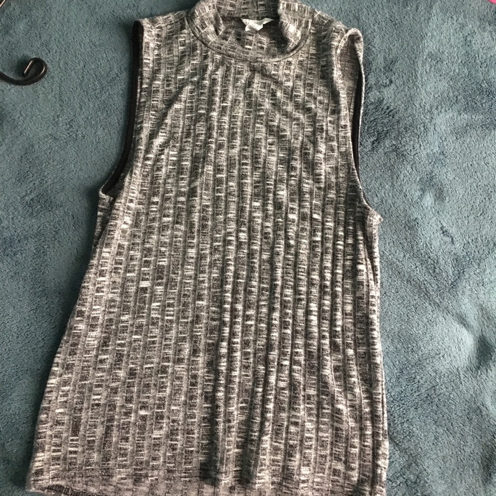 gray mock neck sweater tank top