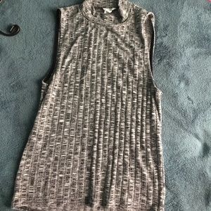 gray mock neck sweater tank top