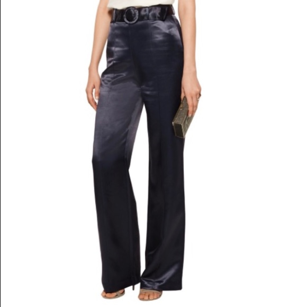Cinq a sept  Hera belted satin wide-leg pants
