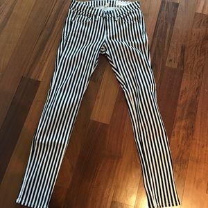 Rag and bone black and white striped Capri pant