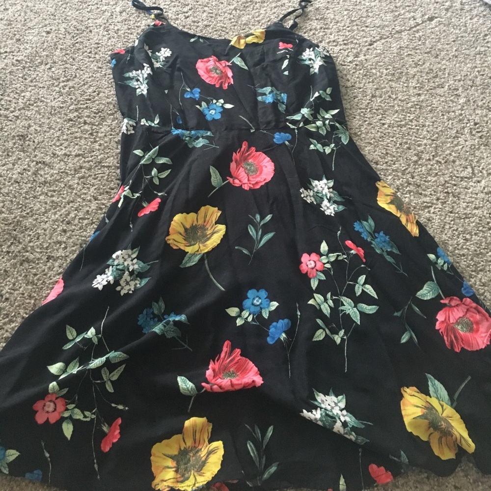 Black floral spaghetti strap dress