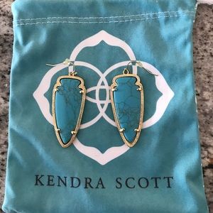 Gold Kendra Scott Skylar Earrings in Turquoise