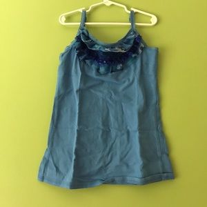 Blue ruffle tank