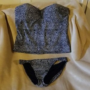 Old Navy Tankini Black & white floral print XL/XXL