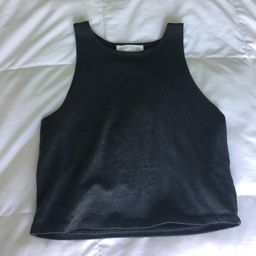 FOREVER 21 Gray Cropped Tank Top
