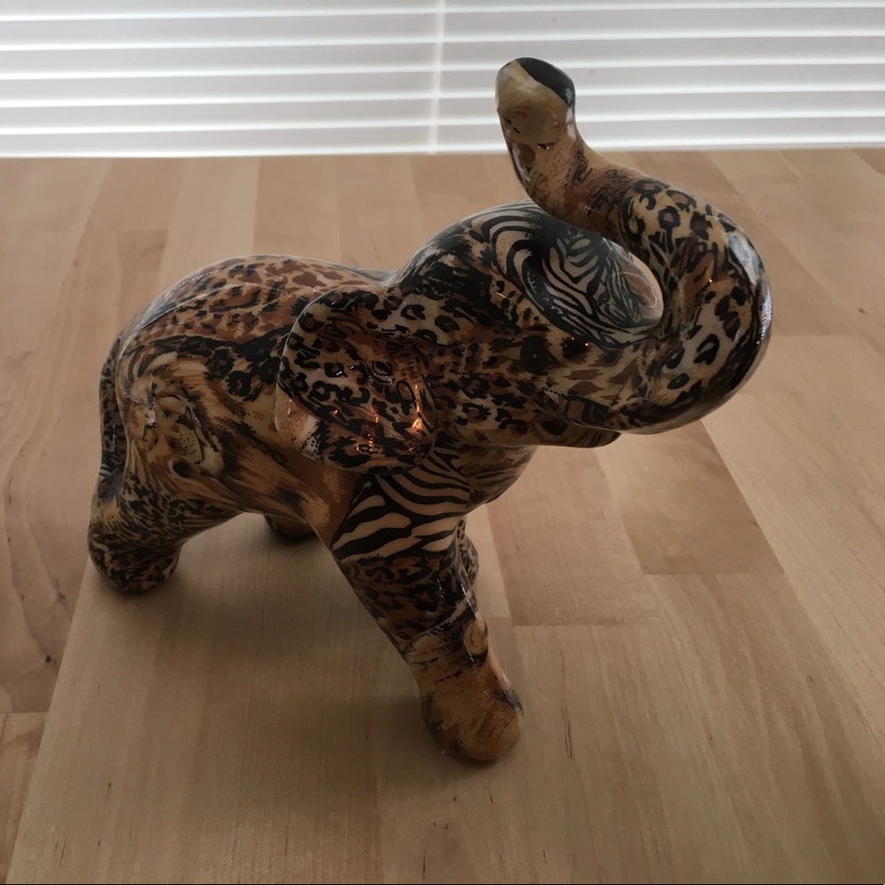La vie safari patchwork print Elephant figurine
