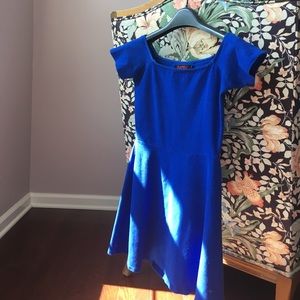 Motel Rocks royal blue off-shoulder swing dress