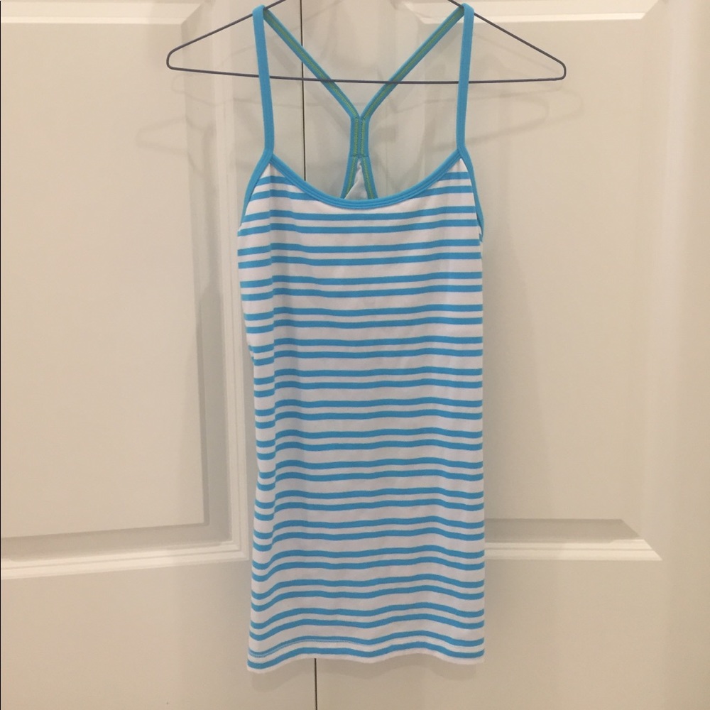 lululemon blue striped workout tank