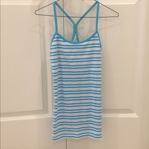lululemon blue striped workout tank