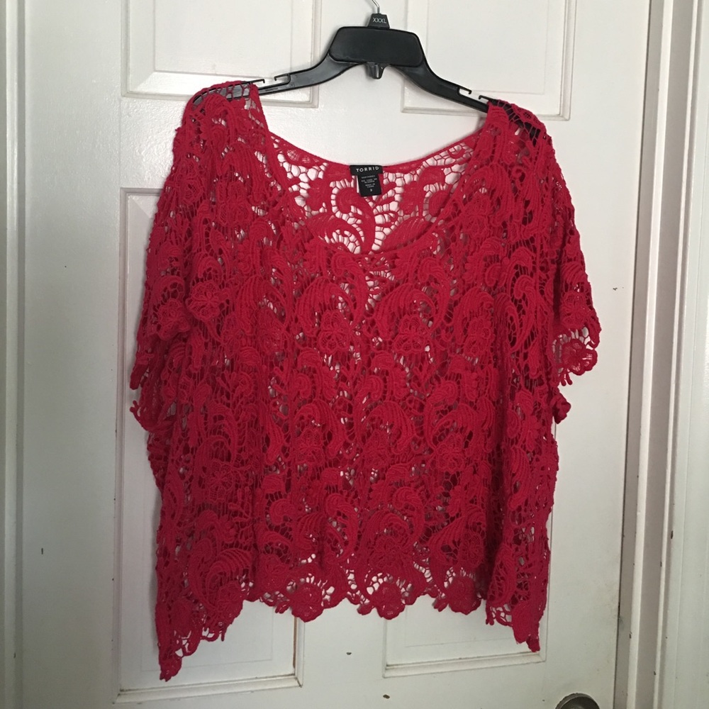 Torrid Red Lace Crop Top