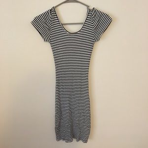 White and Black stripped low back bodycon