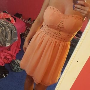 Peach strapless dress