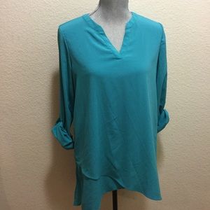 NWOT Susan Graver Blue Long Sleeve Tunic
