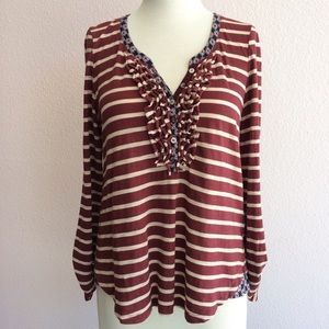 Anthropologie Postmark striped Henley top Medium