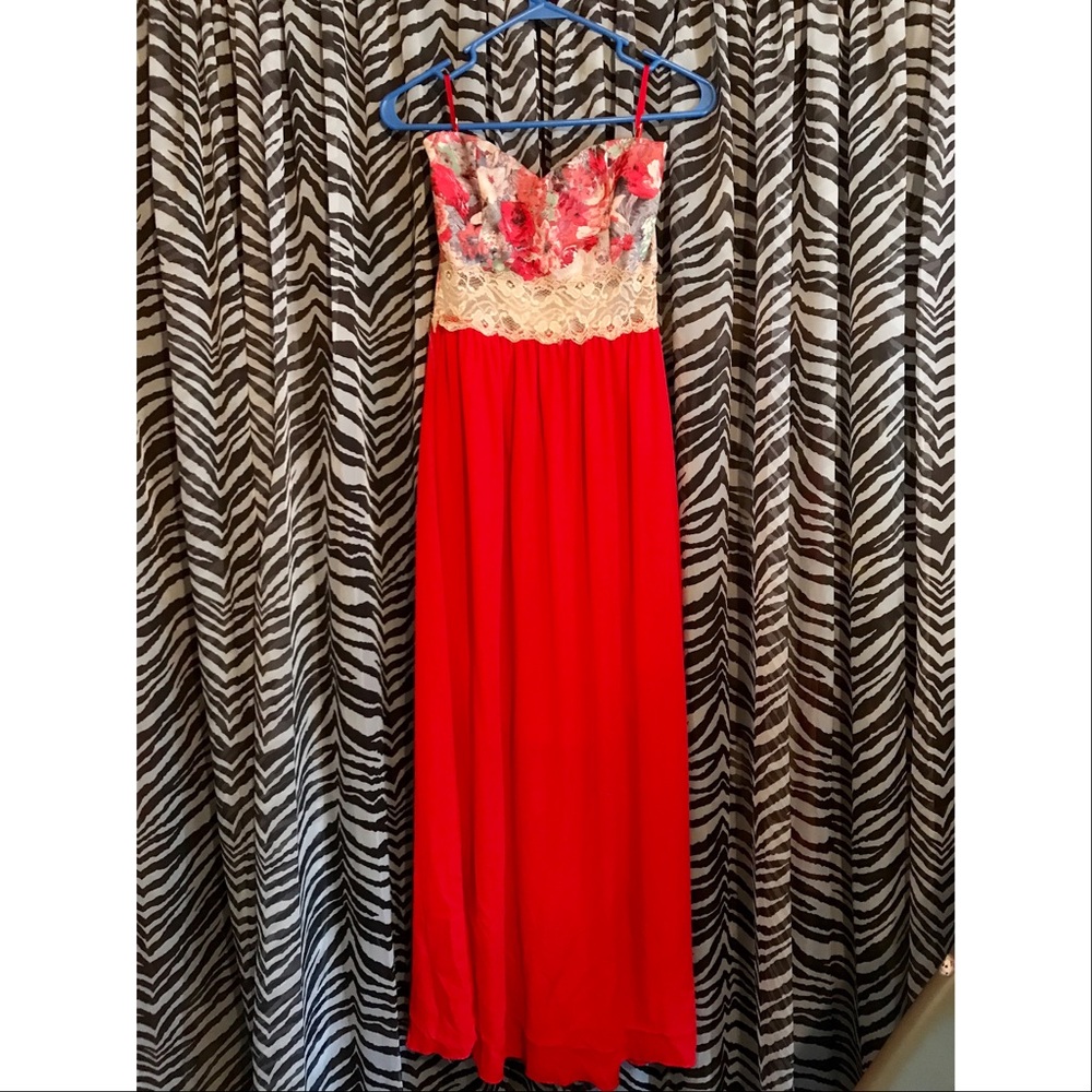 Strapless orange dress