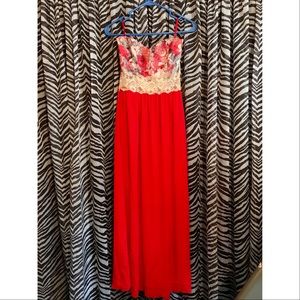 Strapless orange dress