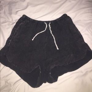 Black Acid Wash Flowy Shorts