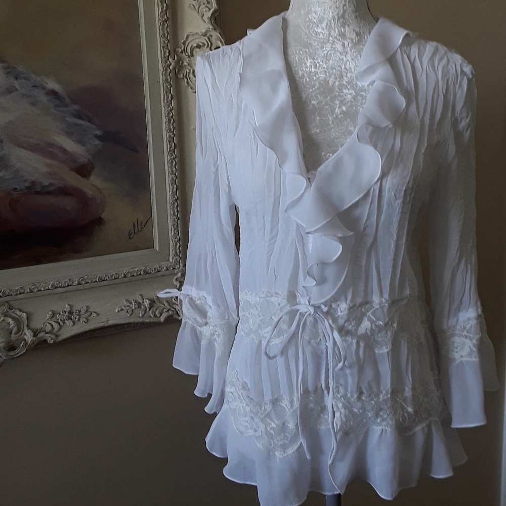 Jaipur White Ruffle Blouse