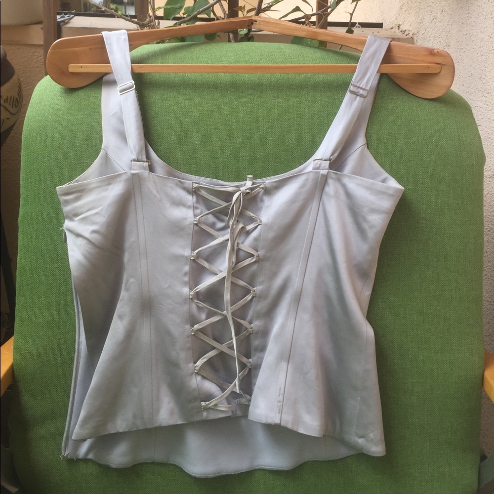 BCBG MaxAzria bustier in Silver satin fully lined