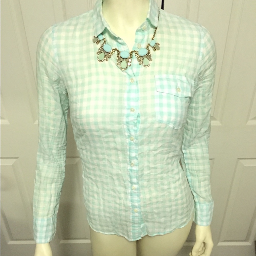 J.crew "The Perfect Shirt" gingham Sz 0