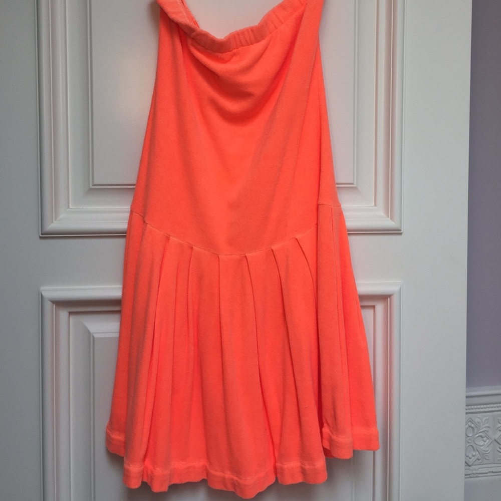 Orange strapless cover up dress