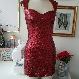 Red Sequin Party Dress from Guess