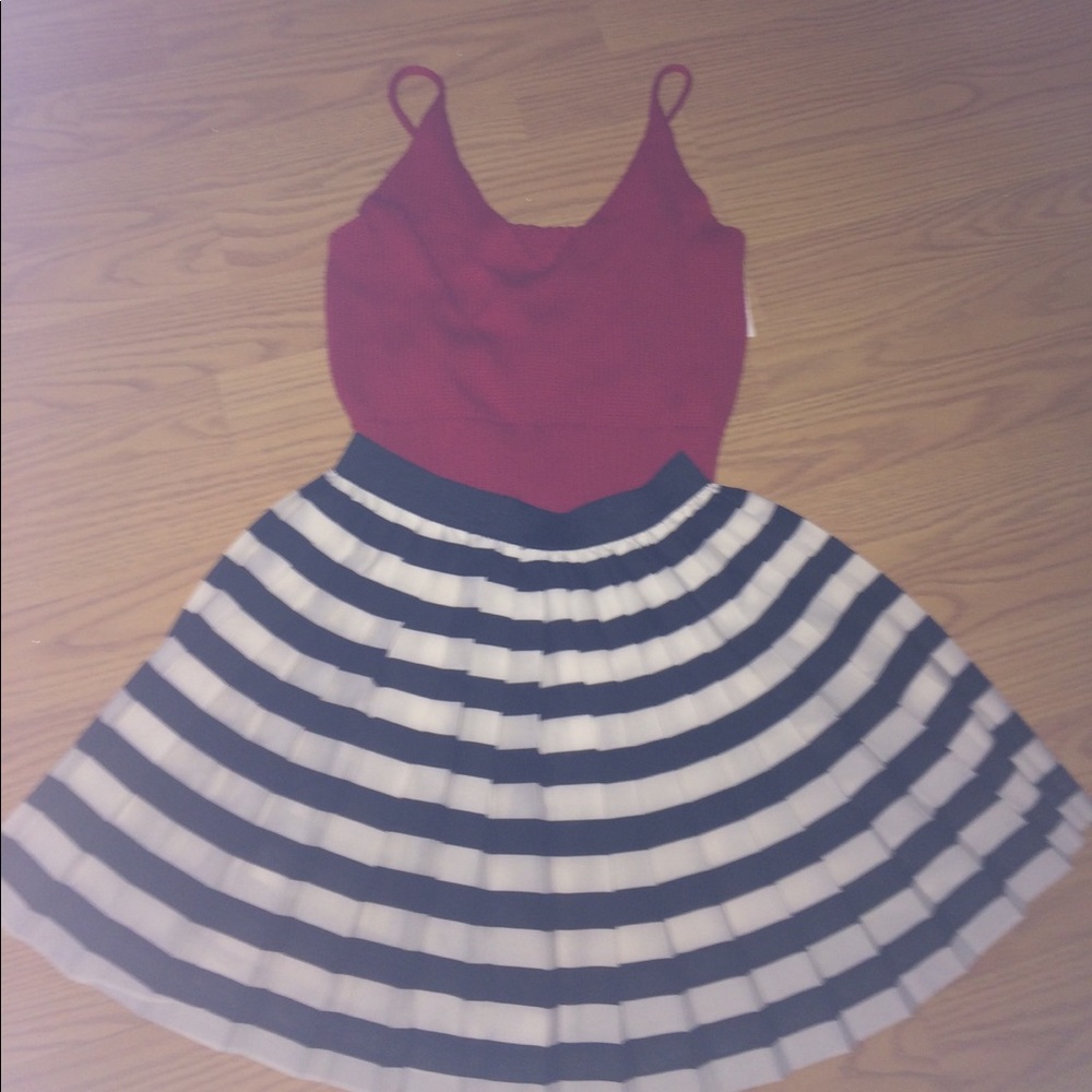 H & M (divided) black and white striped skirt