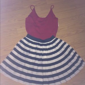 H & M (divided) black and white striped skirt