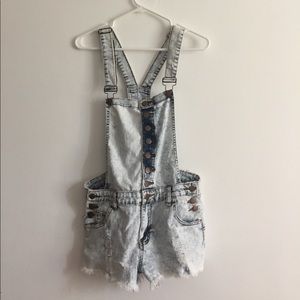 Acid Washed Denim Overalls