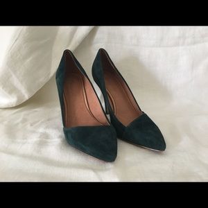 Madewell heels in a beautiful hunter green