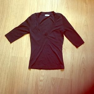 Black Low V Neck 3 Quarter sleeve shirt
