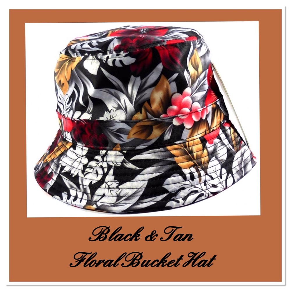 Black & Tan Floral Bucket Hat