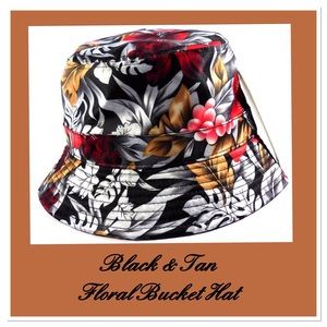 Black & Tan Floral Bucket Hat