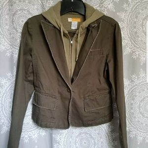 Tulle Crop Hoodie Blazer Green Medium