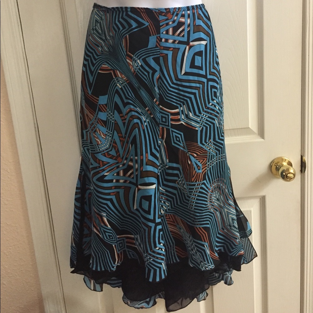 Multicolored flirty high low skirt