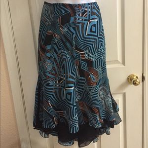 Multicolored flirty high low skirt