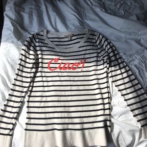 Striped  "Ciao!" Sweater